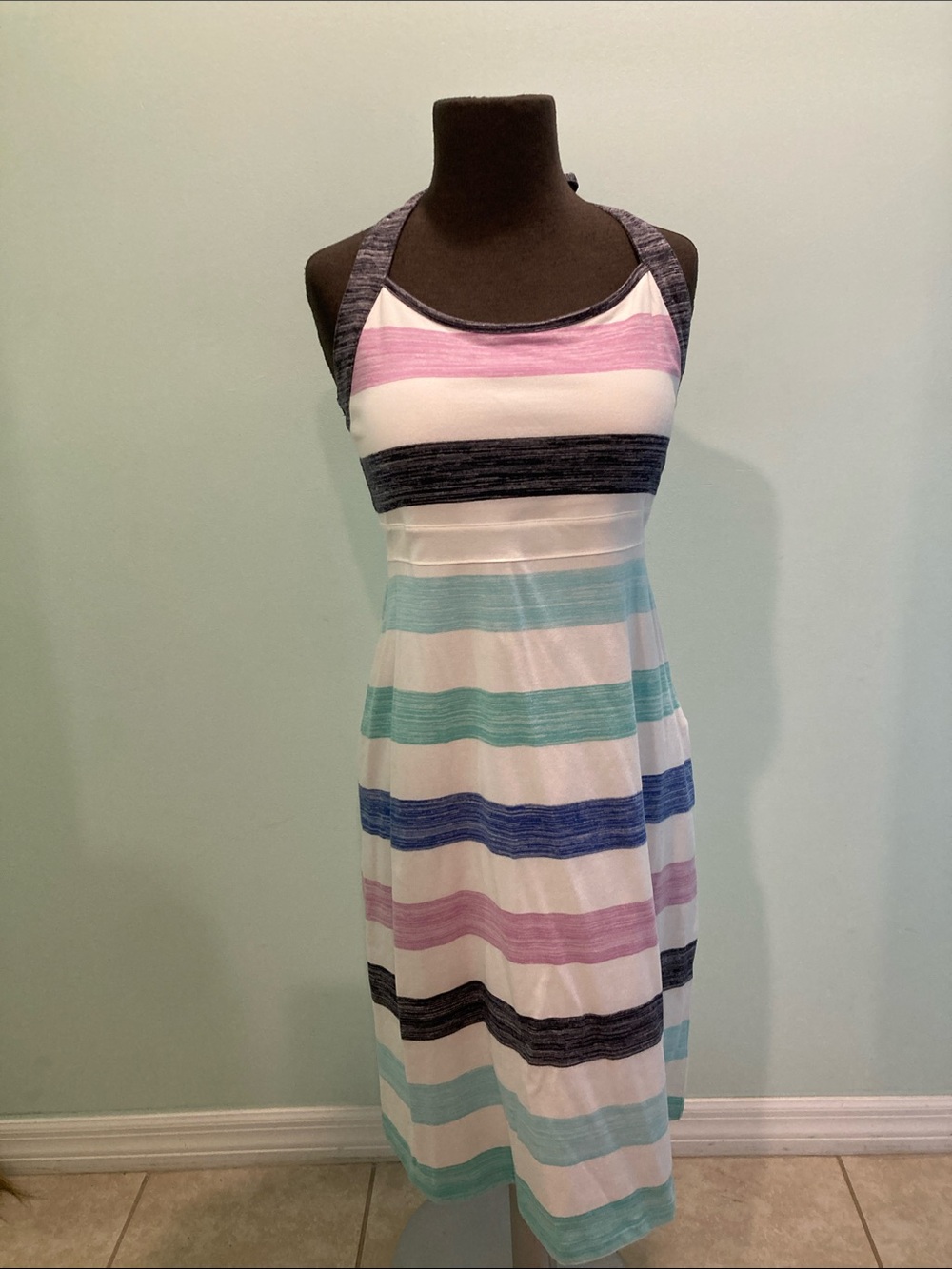 Striped Sleeveless Summer Dress in Pastel Multi